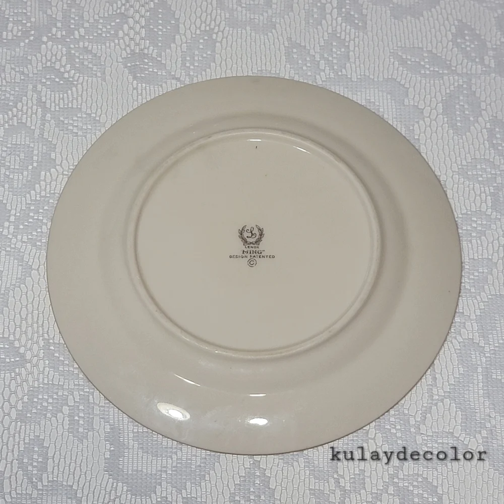 Lenox Ming Birds Salad Plates Set of 4 Vintage Floral Bird Gold Trim Black Stamp